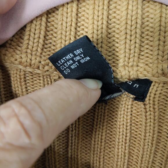 Maurice Sasson Women's Medium Dark Tan‎ Genuine Leather and Knit Sweater - Picture 9 of 14